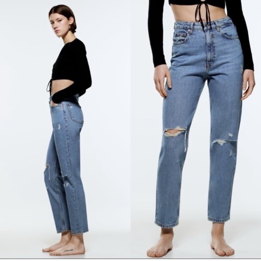 ZARA The '90S‎ Mom Fit Distressed Jeans